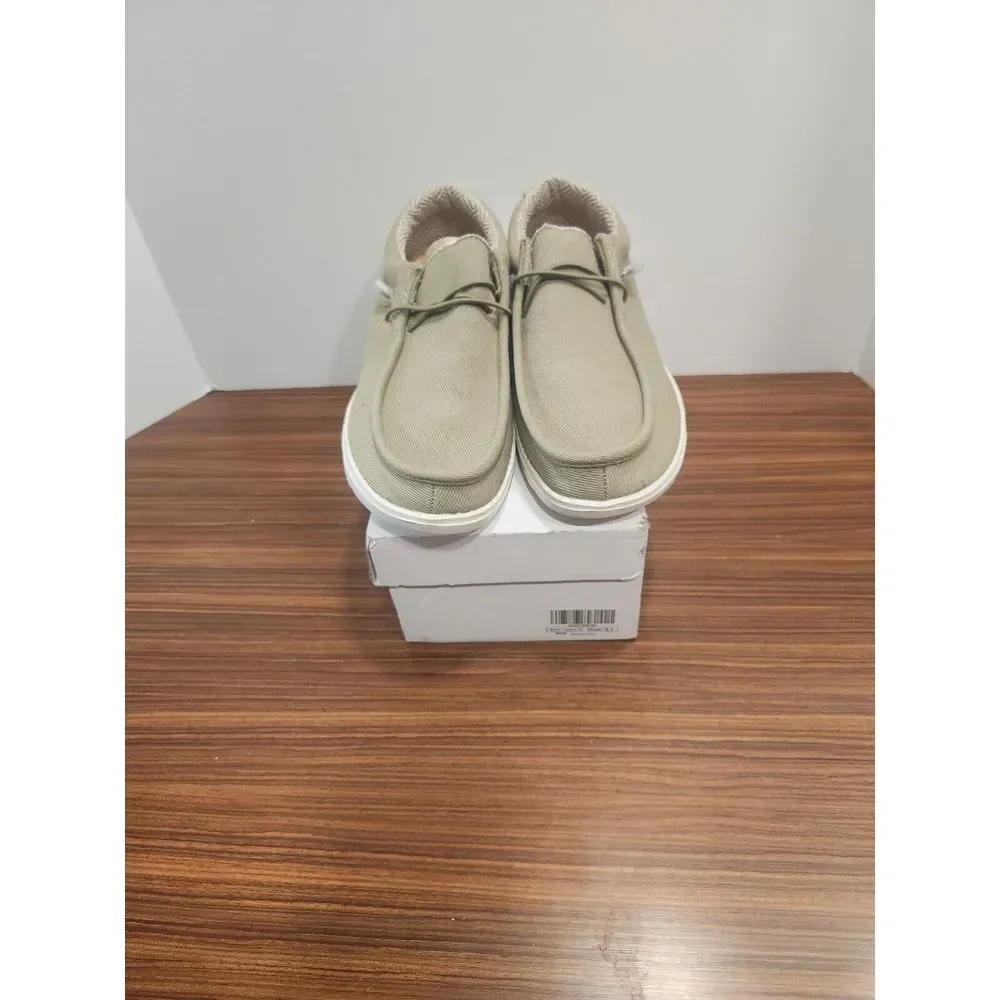 FW FRAN WILLOR Men's Khaki Slip On Casual‎ Loafers Lightweight Canvas Shoes NEW